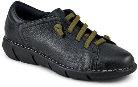 Thick Laced Leather Shoes - Black Size 4