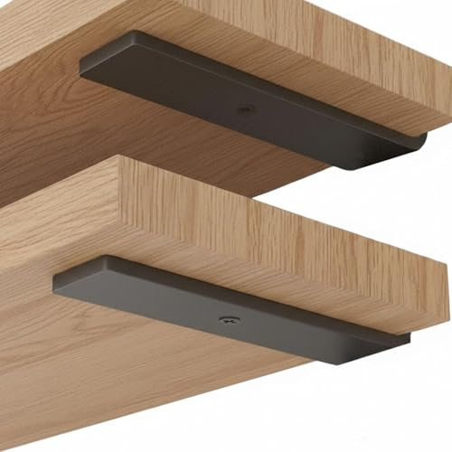 Equerre Etagere Murale, Support d'Étagère Murale Invisible 10 cm, Lot de 6 -angle L - Equerre Fixation Charge Lourde 70 kg, Pour Étagères Industrielles et Salon, en Acier Renforcé avec