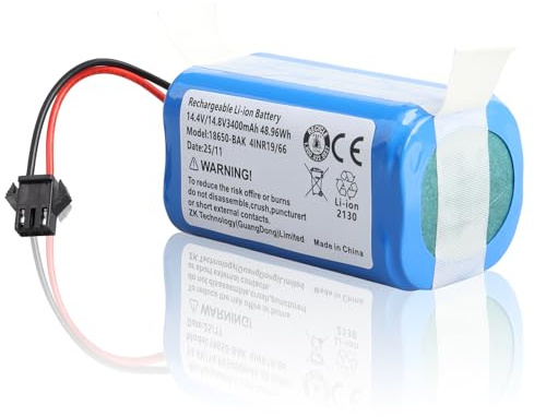 Batterie de rechange 3400 mAh pour aspirateur robot Denkee 600 DK600, BAGOTTE BG600 BG700 BG750, Amarey 800 900, Proscenic 850T, Lubluelu SL60D SL61, Netbot S14 S15, Lefant M201