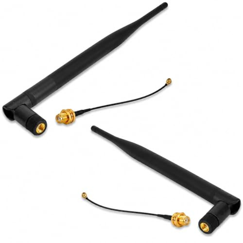 2 Antenne WiFi 6dBi Antennes WiFi RP-SMA Mâle 2.4GHz 5.8GHz, Omnidirectionnelle avec Câble Coaxial RF, Compatible ESP32, Routeur, Caméra IP, Cartes Réseau NGFF, Passerelle et Modules sans Fil, 19.5cm