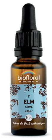Biofloral Elm 11 Fleur de Bach Elixir Floral du docteur Bach Orme en Compte-Gouttes Courage et Espoir 20 ml