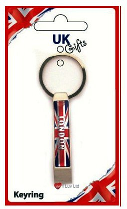 I LUV LTD Bottle Opener Keyring London Union Jack Long