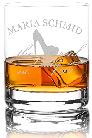 polar-effekt Stölzle Lausitz Tumbler Whisky Cristal 320 ML o 420 ML Whiskey de Regalo – con diseño de Grabado Real Lady