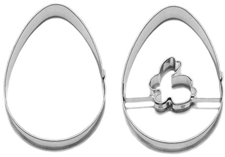 NEUSTANLO® Ausstecher Linzer Ei, zweiteilig, ca. 5.5 cm, Edelstahl (Set Ei und Hase)