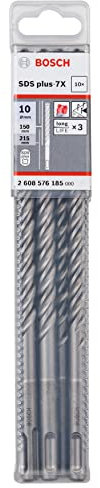 Bosch Professional 10tlg. Hammerbohrer SDS Plus-7X (für Beton und Mauerwerk, 10 x 150 x 215 mm, Zubehör Bohrhammer)