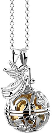 Nenalina EFS-040 - Collar de 80 cm con llamador de ángeles, incluye bola y alas de ángel, colgante de plata de ley 925
