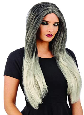 Fun Shack Graue Langhaar Kostüm Perücke für Damen, Hexen Perücke - Einheitsgröße