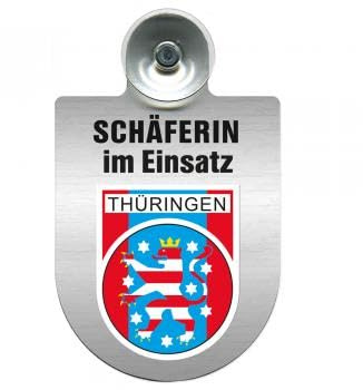 Einsatzschild Windschutzscheibe incl. Saugnapf - Schäferin im Einsatz - 309459 - incl. Regionen nach Wahl Farbe Region Thüringen