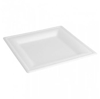 Kauf natur – Lot de 50 Teller, Zuckerrohr quadratisch Durchmesser 16 cm