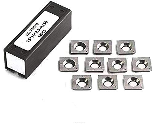 OSCARBIDE Lot de 10 emporte-pièces carrés en carbure 15 mm (15 x 15 x 2,5-R150) de rechange pour le travail du bois en spirale et hélicoïdale