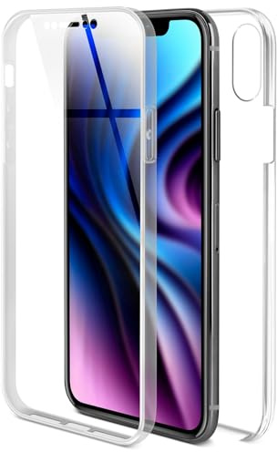 ONEFLOW Touch Case für iPhone X/iPhone XS Hülle 360 Grad Komplett Schutz beidseitig, Handyhülle mit Displayschutz, TPU Schutzhülle durchsichtig vorne und hinten stoßfest, Klar