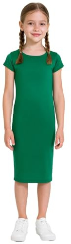 A2Z 4 Kids Girls Dresses Plain Short Sleeves Cap Slim - New Midi Dress Teal 5-6