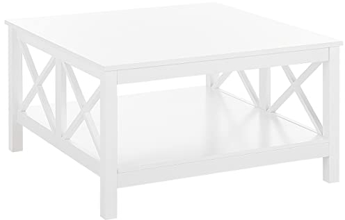 Beliani Weißer Couchtisch mit X-förmiger Verstrebung an den Seiten 80 x 80 cm Lotta