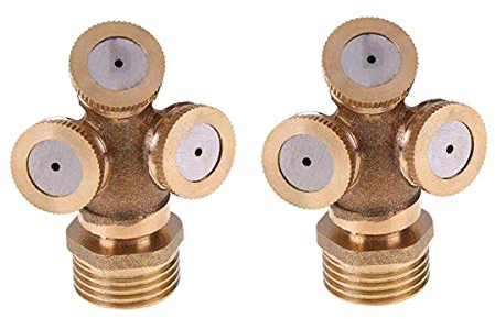 Tangger 2 PCS Latón Boquilla Atomizadora Atomizador de Jardín 3 Agujeros para Jardín Césped Riego Agrícola