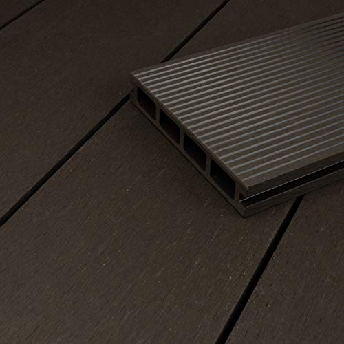 HORI WPC-Terrassendiele Kuba Anthrazit Hohlkammer, Komplettset inkl. 40x60 mm Unterkonstruktion & Clips, wetterfest, pflegeleicht & UV-beständig Fläche: 5 m² - 2,30 m Dielenlänge