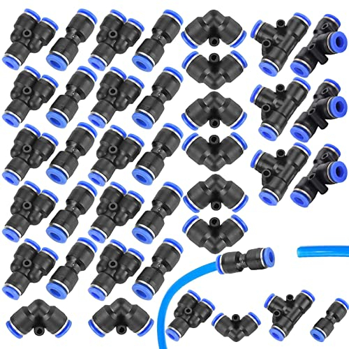 Air Push Schnellkupplung Verbinder Air Push Schnellkupplung 6mm Rohrverschraubung Pneumatische Anschlüsse Push in Fitting Steckverbinder 4 Type für die schnelle Verbindung von Luftleitungen