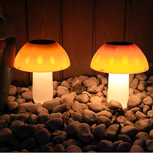 Riaxuebiy Solar Pilz Gartenleuchten Solarbetriebene dekorative Leuchten mit drei Helligkeitsoptionen für Außendekoration Gartenkunst und Gartendekoration (Pilzlichter-2Stück)