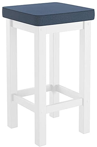 Erst-Holz Holzhocker Barhocker mit verschiedenen Polsterfarben 60 cm hoch Kiefer weiß V-90.71-44WP, Polsterfarbe:Navy blau
