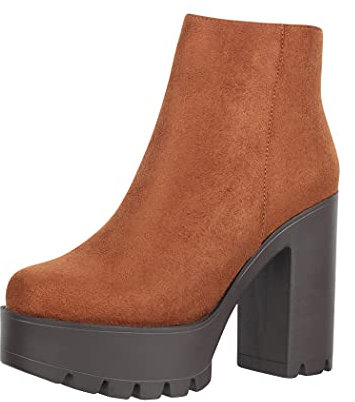 Elara Damen Stiefeletten Chelsea Boots Chunkyrayan HQ115 CamelNeu-41