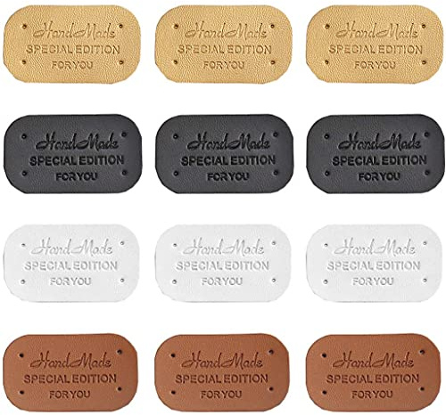 Daimay Handmade PU Kleidung Tasche Näharbeit Deko Kunst Leder Labels Etiketten Tags DIY Kleideretiketten Rechteck Nähen Webetiketten Lederlabel Schilder Aufnäher Handarbeit – 2.1x3.8cm 80 Stück