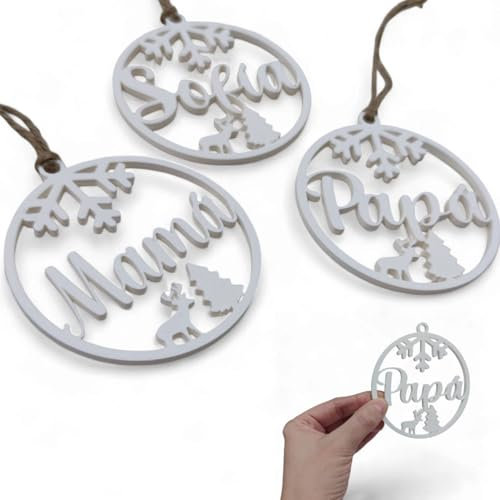 Tres Aristas | Bolas de Navidad Personalizadas para Árbol | Decoración Navideña Única en Varios Colores | Regalo Perfecto para Familia y Amigos | Ideal para Árbol de Navidad (Blanco)