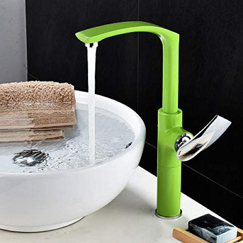 Gougeltd Badezimmer-Waschtischarmatur Deckmontierte Spültischarmaturen Einhebelmischer Kalt- Und Warmwassermischer-Grün
