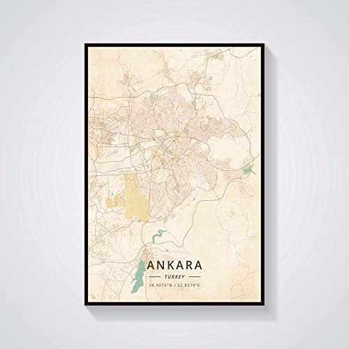 YMXCNM Leinwand Bilder,Ankara Türkei Karte Wand Kunst Leinwand Druck Poster Kunstwerk Ungerahmte Moderne Bunte Karte Souvenir Geschenk Wohnkultur, 20X30 cm / 7.87X11.81 In