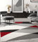the carpet Pearl Moderner Dichter Kurzflor Wohnzimmer Schlafzimmer Teppich, Konturenschnitt, Geometrische Muster, Wellenmuster, Grau Rot, 160 x 220 cm