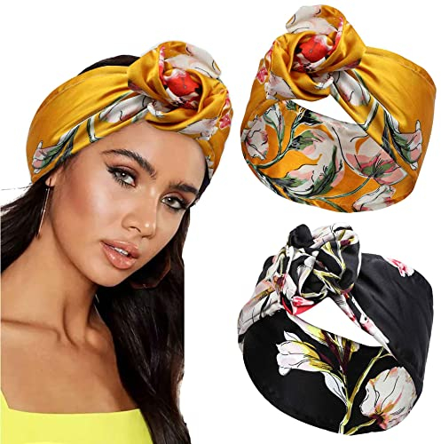 Generse Fascia per capelli africana con fiori, stile vintage, per donne e ragazze, 2 pezzi (B)