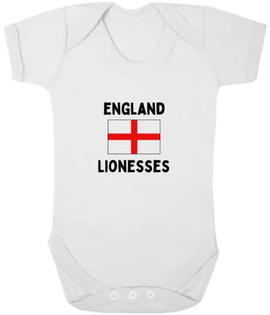 Second Ave England Lionesses Football Euros World Cup Baby Grow White Shortsleeve Babygrow Kit
