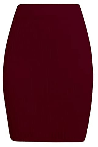 Vertvie Damen Strickrock Hohe Taille Skirt Bleistift Rock Kurz Elegant Midirock Herbst Winter Retro Röcke mit Schlitz Bodycon Winterrock Slim Fit Freizeitrock Stretch Business Rock(Rouge Vineux)