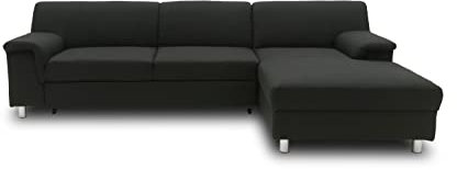 DOMO. collection Ecksofa Junin, Sofa in L-Form, Moderne Couch, Polsterecke, Eckcouch 251 x 150 x 72 cm (BxTxH), schwarz