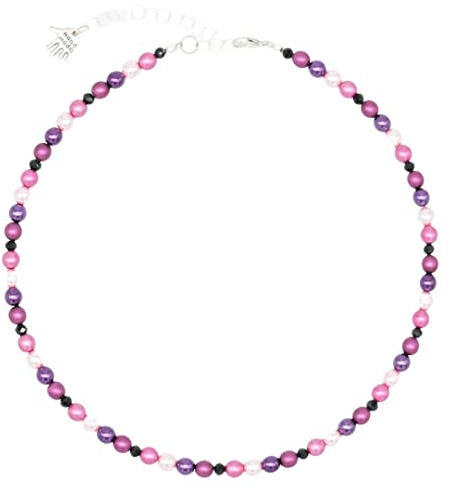 Feliss Handmade: Ketten aus Perlen, Halskette Damen. Statement Kette 45 cm lang. Choker Halsband, aesthetic Necklace Schmuck. Beads Perlenkette für Frauen in bunt mit Keramikperlen (Pink Berry)