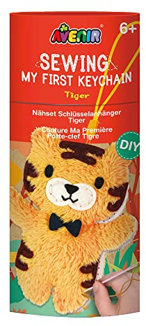 Avenir 6301637 DIY Nähset, Sewing Schlüsselanhänger Tiger, Bastelset für Kinder, Kreativset, ab 6 Jahren
