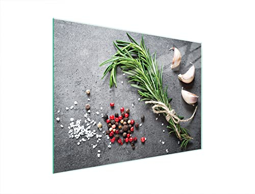 DarHaus Couvercle pour plaque de cuisson universelle en céramique, à induction, Planche à découper en verre 40 x 30 cm, protection anti-éclaboussures, plaque en verre, cuisine, Ardoise Romarin