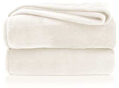 heimtexland Kuscheldecke flauschig Flanell Wohndecke warm Oekotex Tagesdecke Überwurf Sofadecke fusselfrei Fleecedecke Super Soft Decke 130x170 cm Typ380 Creme Natur