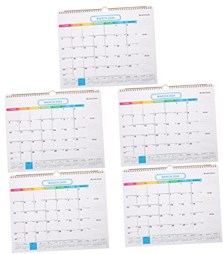 STOBOK 5st Wandkalender 2024 Wochenkalender Wandkalender Für 2 Jahre Spiralkalender 2024 Hängekalender 2023-2024 Terminkalender An Der Wand Wandkalender 2023 Büro Haushalt Spule Papier