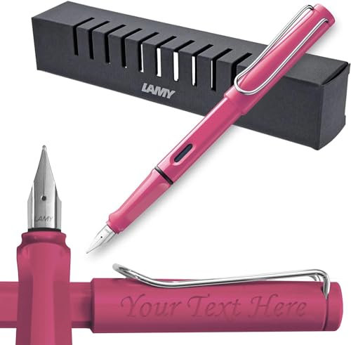 Lamy Safari Pink Fountain pen + Engraving (Broad nib)