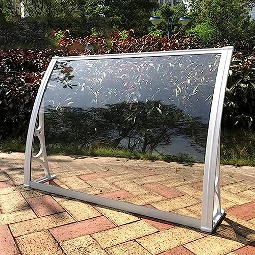 Marquesinas Exterior para Puertas y Ventanas,Marquesina para Puerta de Entrada,Contra Sol y Lluvia Para Balcón,Patio,con Paneles de Policarbonato Transparente,Soporte Blanco (80x530cm/32x209)
