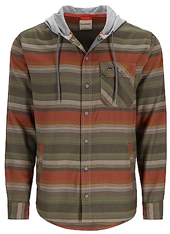 Simms Herren Santee Flannel Hoody Kapuzenpullover, Ton/Korkstreifen, 3X-Large