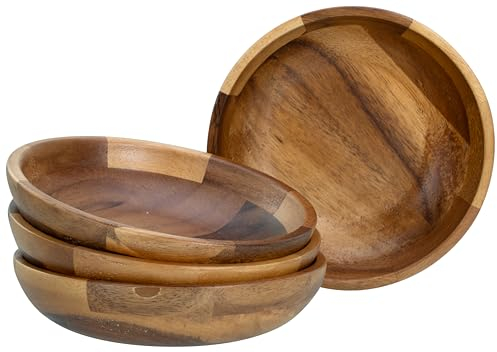 CreaTable, 21576, Serie Akazienholz - Nature Collection, 4-teiliges Geschirrset, Mehrzweckschalen Set aus Akazienholz für 6 Personen, Qualitätsproduktion, Match & Mix