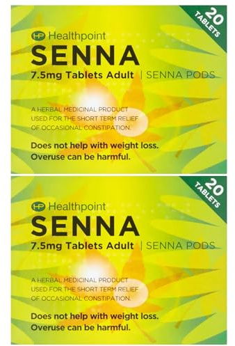 Pack of 2 Senna Herbal Laxative Tablets 20's Natural and Gentle Constipation Relief for Adults (40 Tablets)