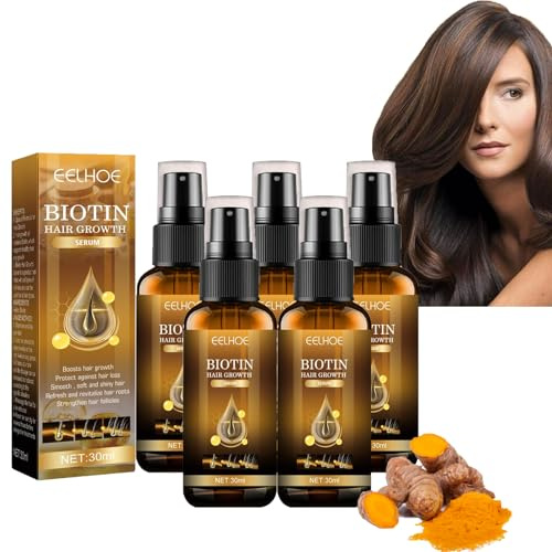 Biotin Haarwuchs Spray, Biotin Haarwachstumsserum, Haarwuchsseren Nährendes Haarspray, Vermeidung Von Haarausfall,Biotin Haarausfallöl,Haarwachstum ätherische Öle,Nährt Haar und Kopfhaut (5PC)