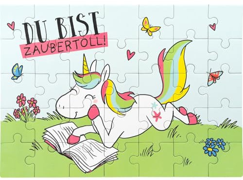 Gruss & CO Puzzle Motiv Einhorn | 35 Teile, 21 cm x 15 cm, lustiges Motiv | Geschenk, Schultüte, Kindergeburtstag | 48905