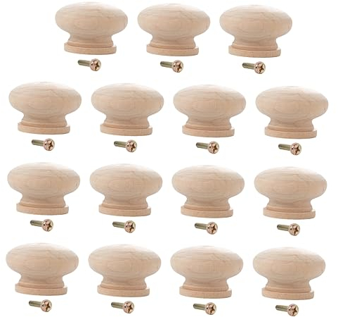 Veemoon 15pcs Replacement Closet Knob Handles for Chest of Drawers Cabinet Door Wood Wardrobe Round Knobs Dresser Drawer Knobs Furniture Knob Retro Decor Cabinet Knob Beech Wooden Glass