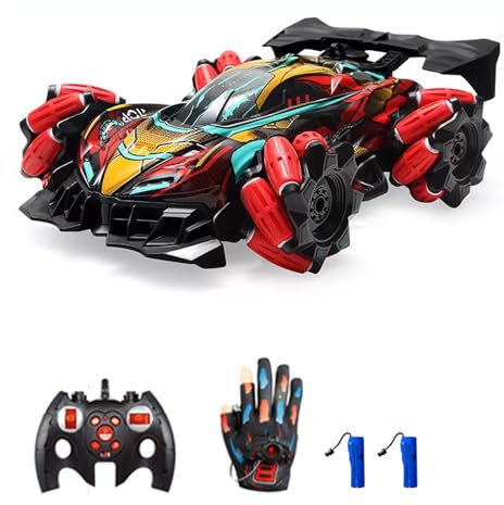 Goolsky Télécommande Spray Stunt Car 2,4 GHz avec Cool Lights Musique Side Drift Gant Geste Horloge - 3 modes de commande - 2 piles