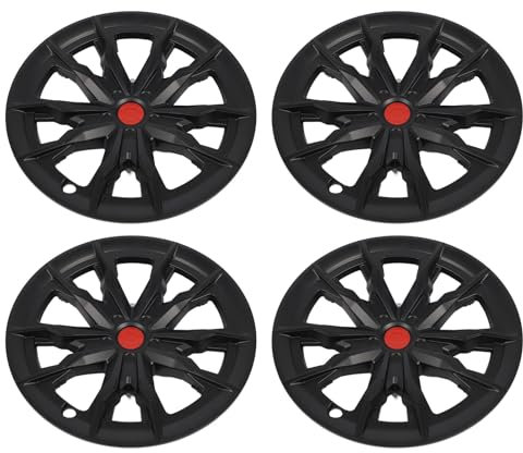 Keenso 4 Stück Auto-Felgenschutz, Radnabenkappe, Mattschwarz, ABS, Auto-Radkappen-Ersatz für Modell 3 18 Zoll Nabe 2017–2024