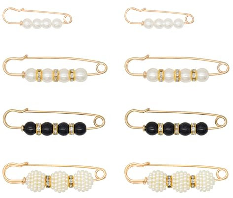 Bailinks Broches pour femmes,8 pièces broches épingles décoratives de mode,épingles de châle,sûreté clips pour cardigan,boutons de manchette et serrages de pantalon à taille pour femmes et filles