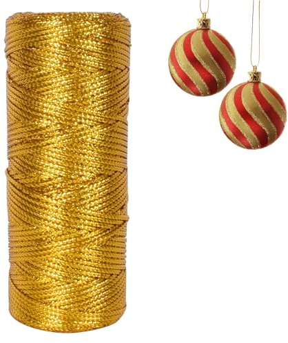 100m Cordoncino Metallizzato 1 Rotoli Filo Dorato Per Uncinetto, Filo Oro Spago Dorato, Filo Dorato In Poliestere Per Uncinetto, Per Artigianato, Decorazione, Confezioni Regalo, Creazione Di Gioielli