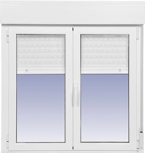 Ventanastock Ventana Aluminio 1000X1355 Practicable Oscilobatiente Con Persiana PVC 2 hojas